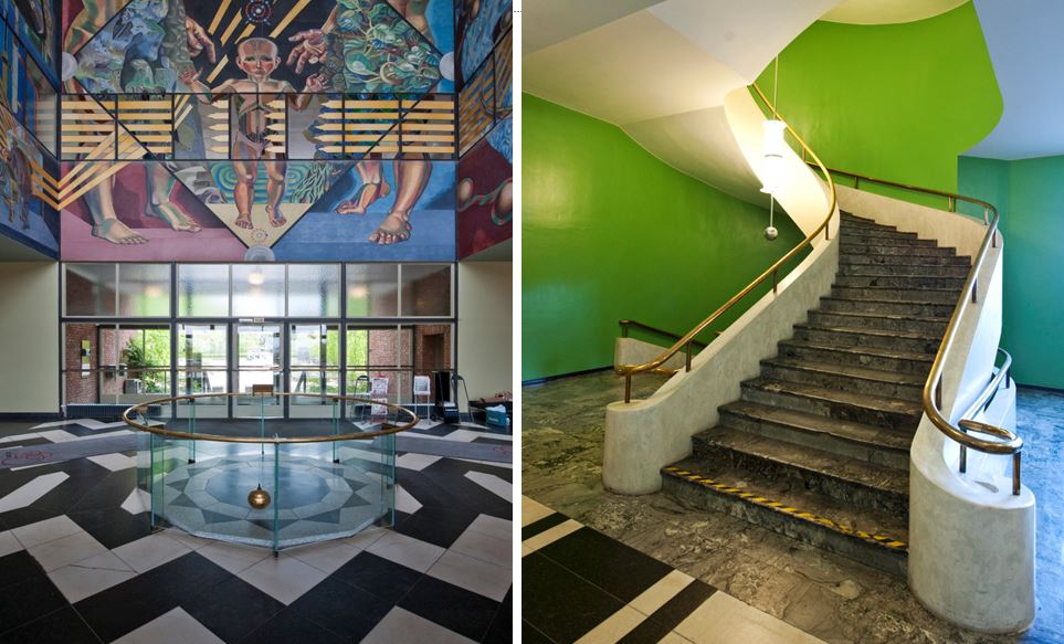 Bildet kan inneholde: eiendom, bygning, grønn, trapp, interiørdesign.
