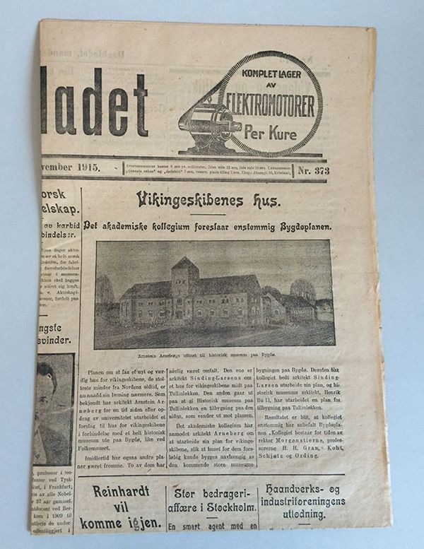 Artikkel fra Dagbladet november 1915.