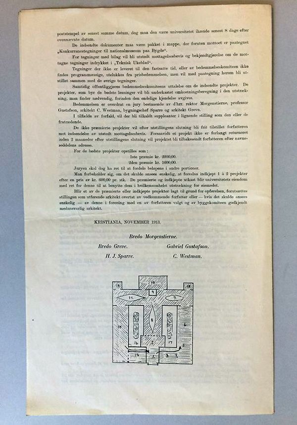 Utlysning av arkitektkonkurransen for et historisk nationalmuseum med hus for vikingskibene paa Bygdø, November 1913, side 4.