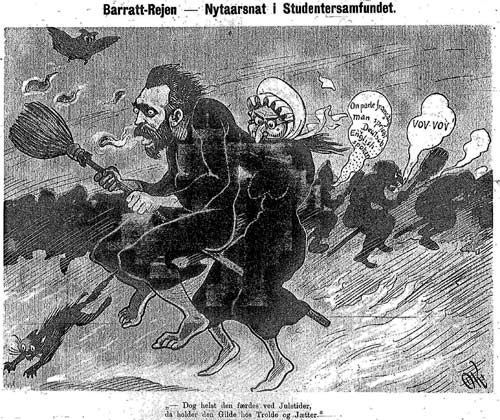 Barratt-Rejen - Nytaarsnat i Studentersamfundet. &quot;-&amp;#160;Dog helst den færdes ved Juletider, da holder den Gilde hos Trold og Jætter.&quot;
Vikingen 19. januar 1907