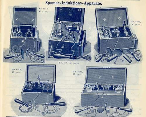 Induksjonsapparat.
Kilde:
Reininger, Gebbert &amp;#38; Schall 1902: ”Elektro-Medizinische apparate und ihre handhabung.”