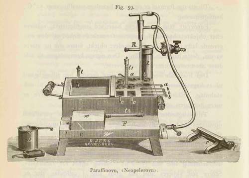 Parafinovn, &quot;Neapelerovn&quot;, med automatisk temperaturregulering (R. Jung, Heidelberg). For innstøpning av preparater i parafin.