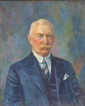 Johan Nicolaysen (1860-1944) var sønn av Julius Nicolaysen, og som sin far ble han professor i kirurgi (fra 1909). Doktorgraden hans omhandlet tarmslyng. Maleri av Hans Ødegaard.